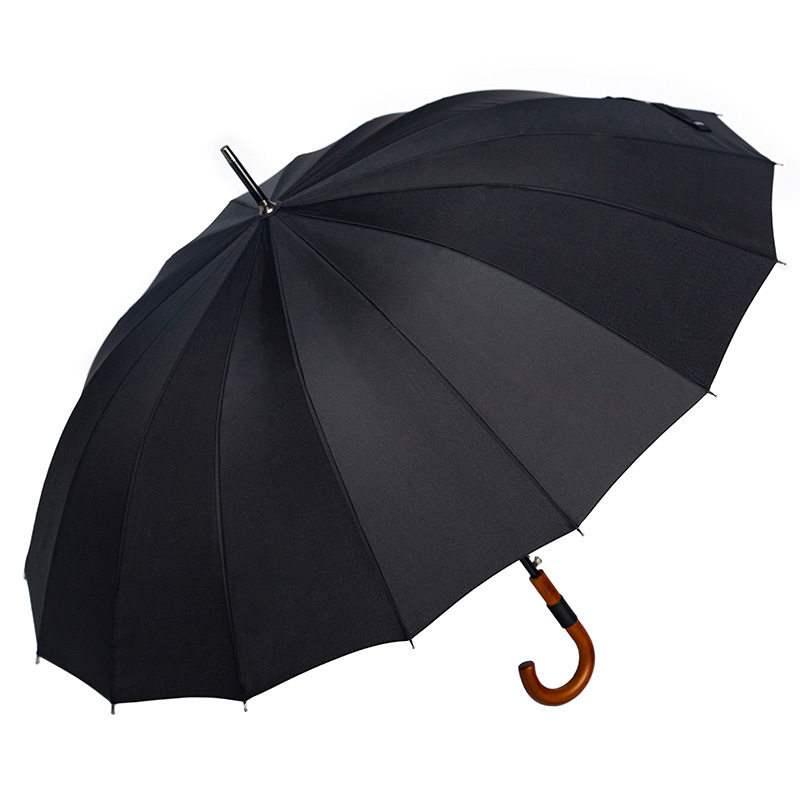 Customized Business Style Straight Umbrella 16 Ribs for Both Rain and Shine