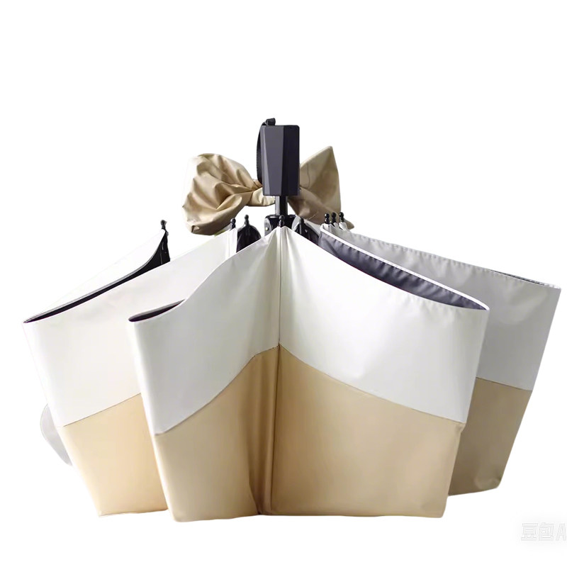 Splicing Color 3-tier 8 Ribs Folding Umbrella Heat Shielding Parasol