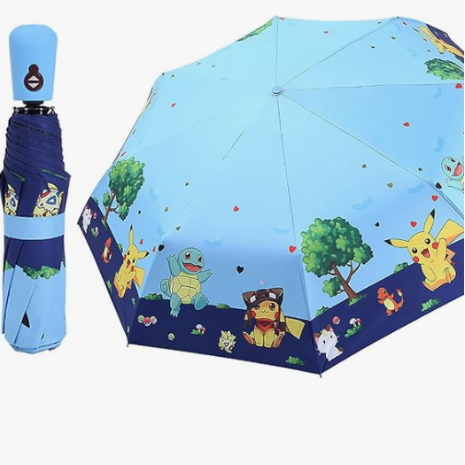 Kids Folding Umbrella- Automatic Open- Cartoon- UV Protection- Travel Umbrella Compact Windproof for Girls Boys