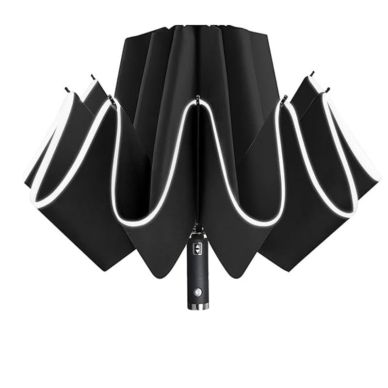 Automatic Reverse Folding LED Umbrella - Compact 42-inch Inverted Travel Umbrella, Reflective & Windproof Design