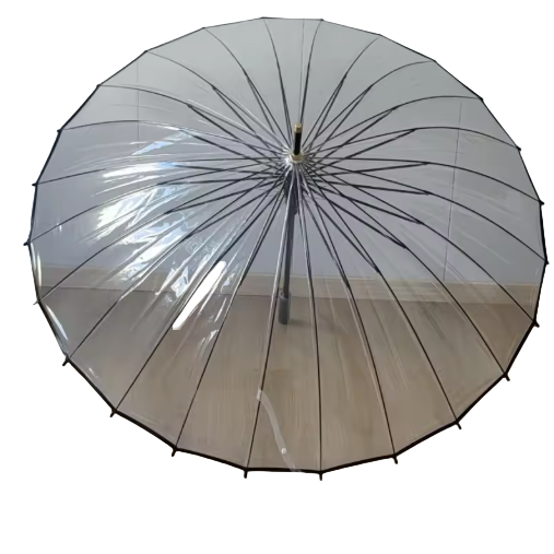 24-Rib Extra-Large Double Auto Open/Close Transparent Long-Handle Umbrella Windproof Reinforced Design • Wide Canopy • Heavy Rain Approved