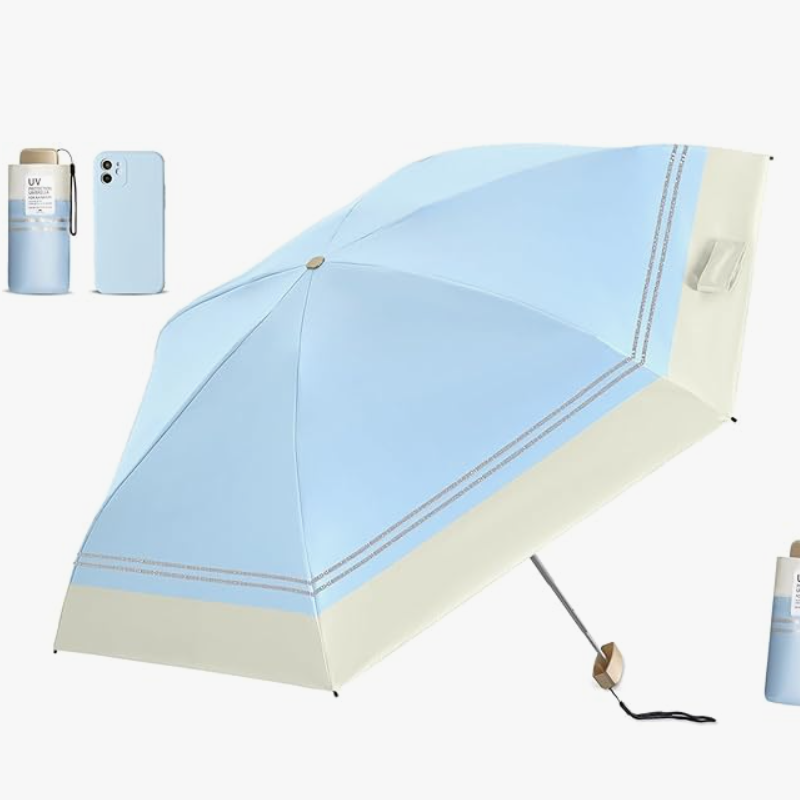 Japanese-style Folding Ultra-light Black UV Coated Umbrella for Both Sun and Rain